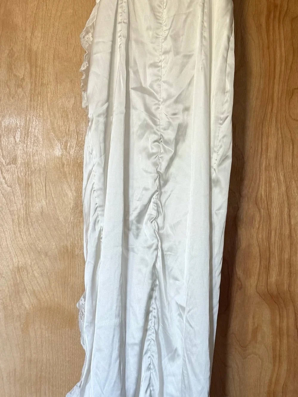White Satin Lace Slip Dress